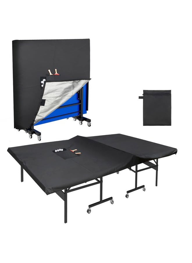 Coolrunner Ping Pong Table Cover, Table Tennis Table Cover Ping pong Cover Waterproof Indoor & Outdoor, 420D Oxford Fabric Table Tennis Cover for Both Folding Tables & Flat Tables( - Image 1