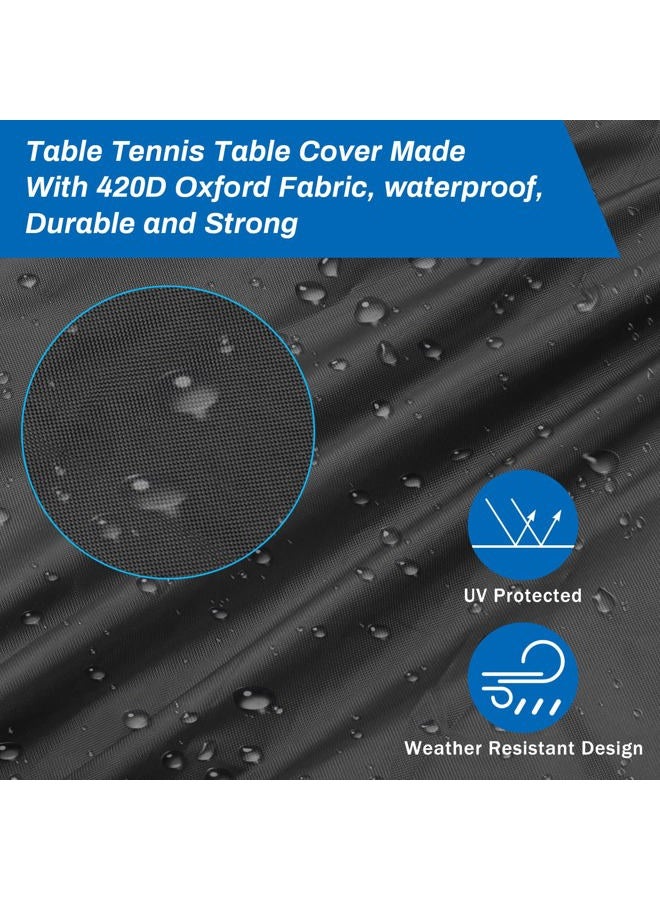 Coolrunner Ping Pong Table Cover, Table Tennis Table Cover Ping pong Cover Waterproof Indoor & Outdoor, 420D Oxford Fabric Table Tennis Cover for Both Folding Tables & Flat Tables( - Image 2