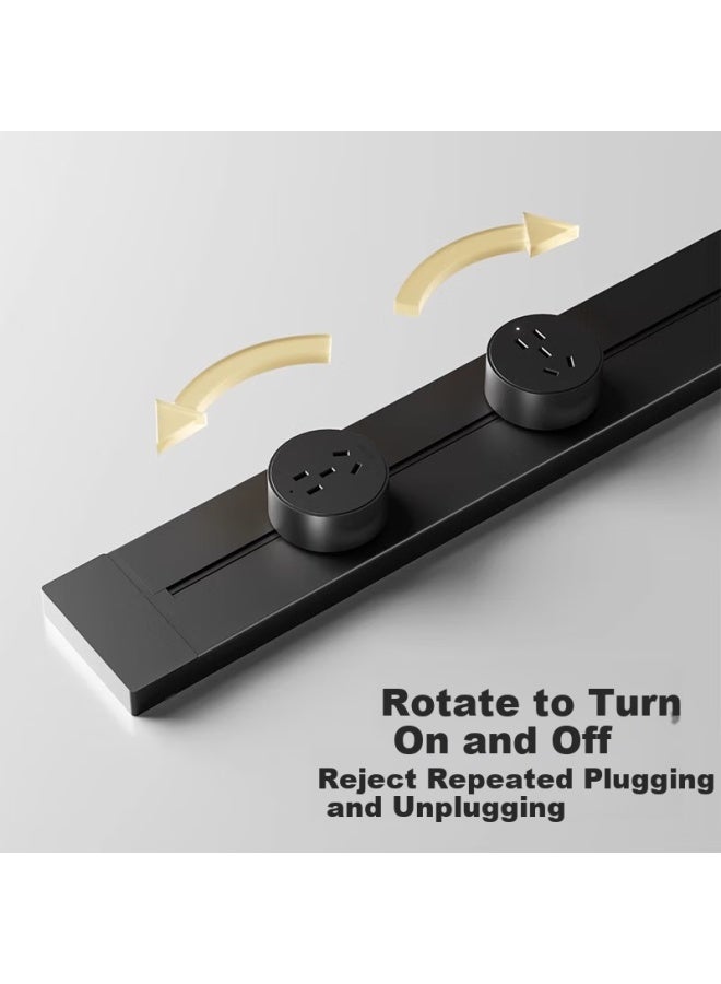 Oaks Aux Track Socket, Movable Sliding Power Rail Track Socket, Slim Power Strip Switch Socket For Xiaomi C6 Single Point Gray 40cm Track + Two Five-hole Sockets - Image 2