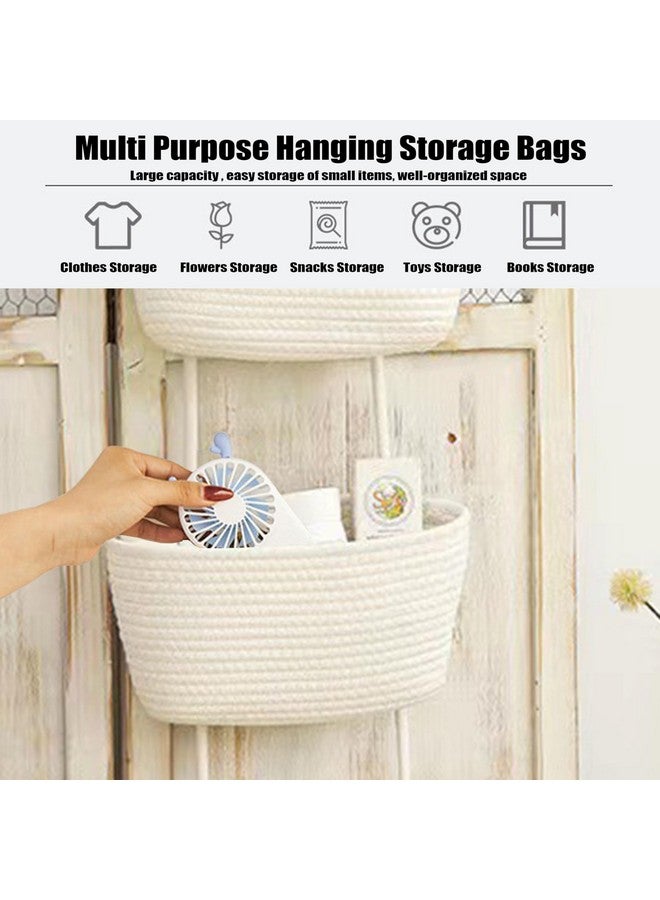 AARAINBOW Wall Hanging Cotton Baskets, Large 3 Tier Decorative Basket for Wall, Nursery, Bathroom, Boho Organizing (B-White) - Image 4