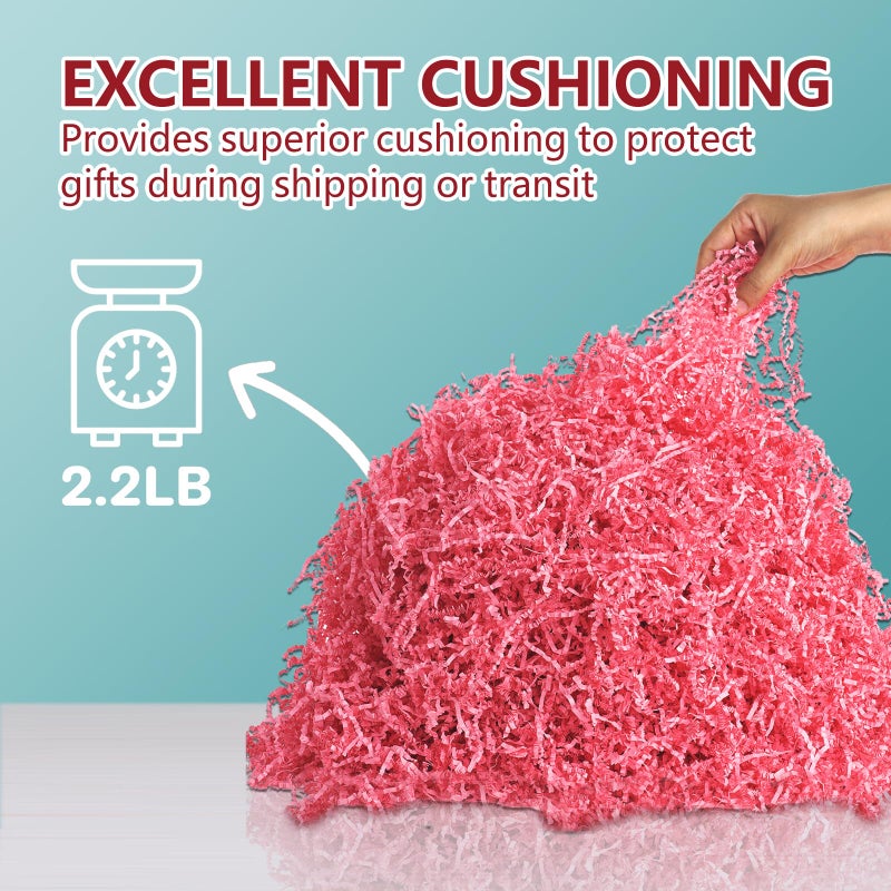 Mxxkms 2.2 Lb Pink Crinkle Paper Filler - Shredded Paper Perfect For Gift Baskets  Birthdays  Weddings  Christmas  And Craft Projects - Plenty Of Fill To Stuff Packaging - Image 4