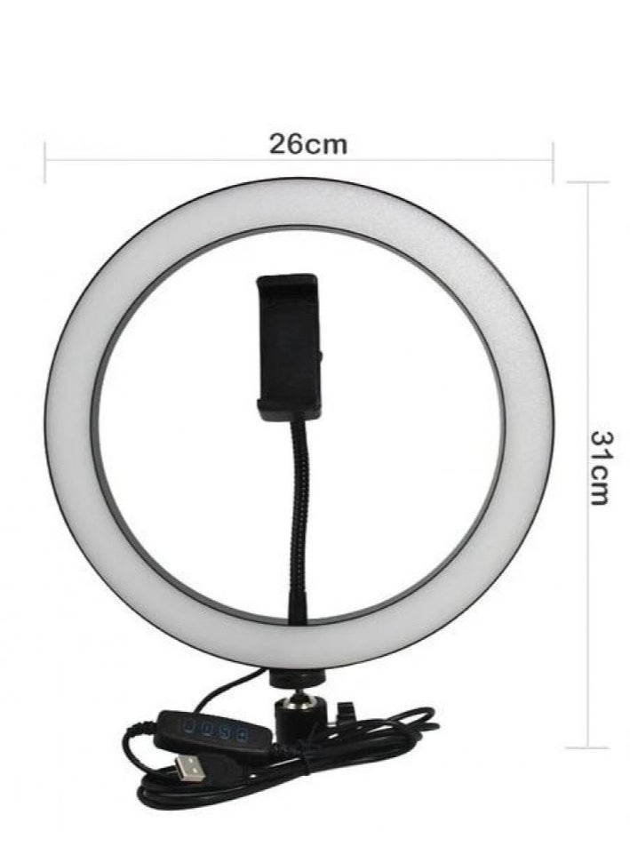 Generic - Ring Light for Professional Photography ZMX-260, 26cm LED Ring Light with Adjustable Tripod Stand and Phone Holder, 3 Lighting Modes and 10 Brightness Levels - Image 1