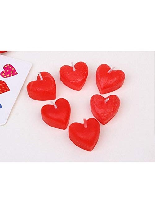LB L B Red Heart Shape Cake Candles Birthday Cake Topper with Holder for Cupcake Wedding Red Heart Candle6pcs  - Image 2