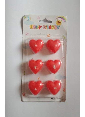 LB L B Red Heart Shape Cake Candles Birthday Cake Topper with Holder for Cupcake Wedding Red Heart Candle6pcs  - Image 1