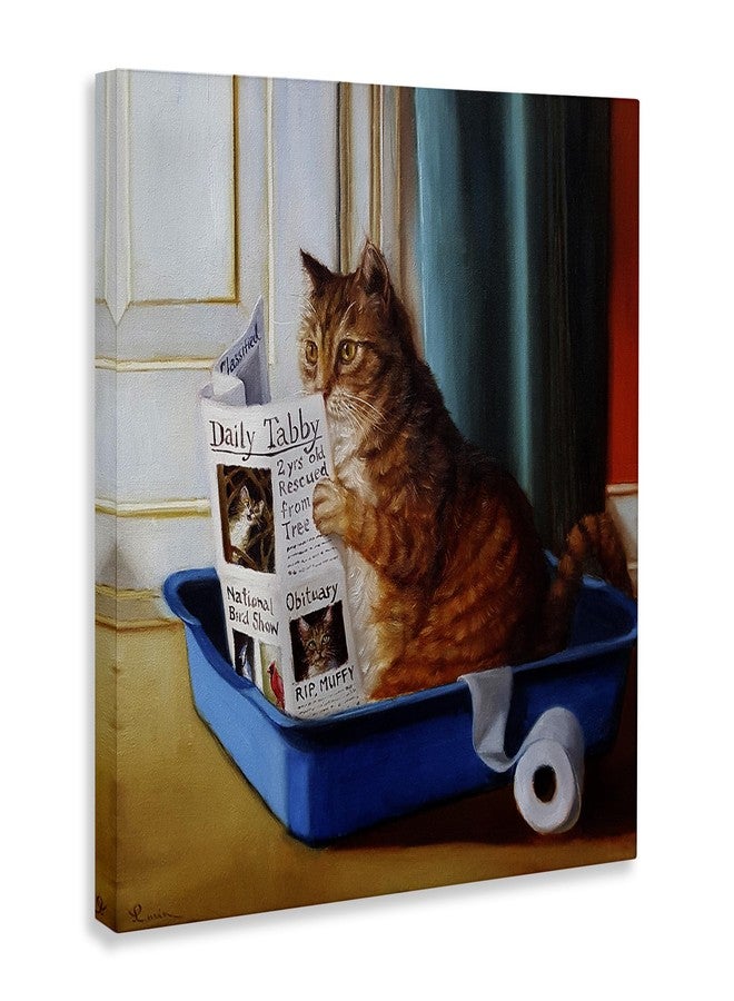 Stupell Industries Litter Box Reading Funny Cat Pet Painting Canvas Wall Art, 24 x 24, Design By Artist Lucia Heffernan - Image 3