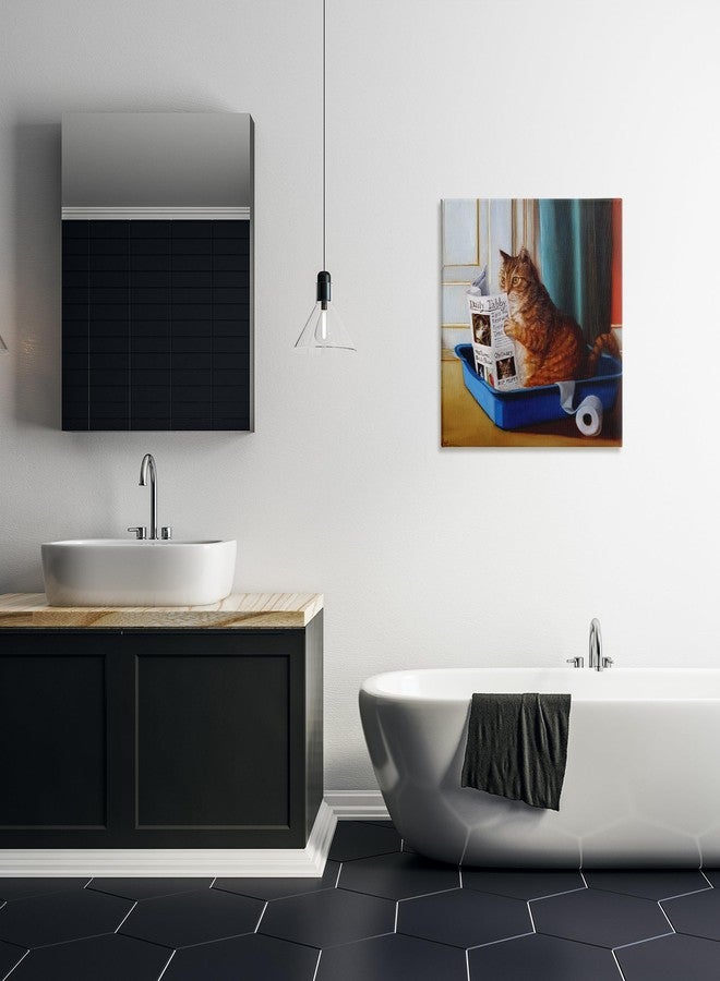 Stupell Industries Litter Box Reading Funny Cat Pet Painting Canvas Wall Art, 24 x 24, Design By Artist Lucia Heffernan - Image 2