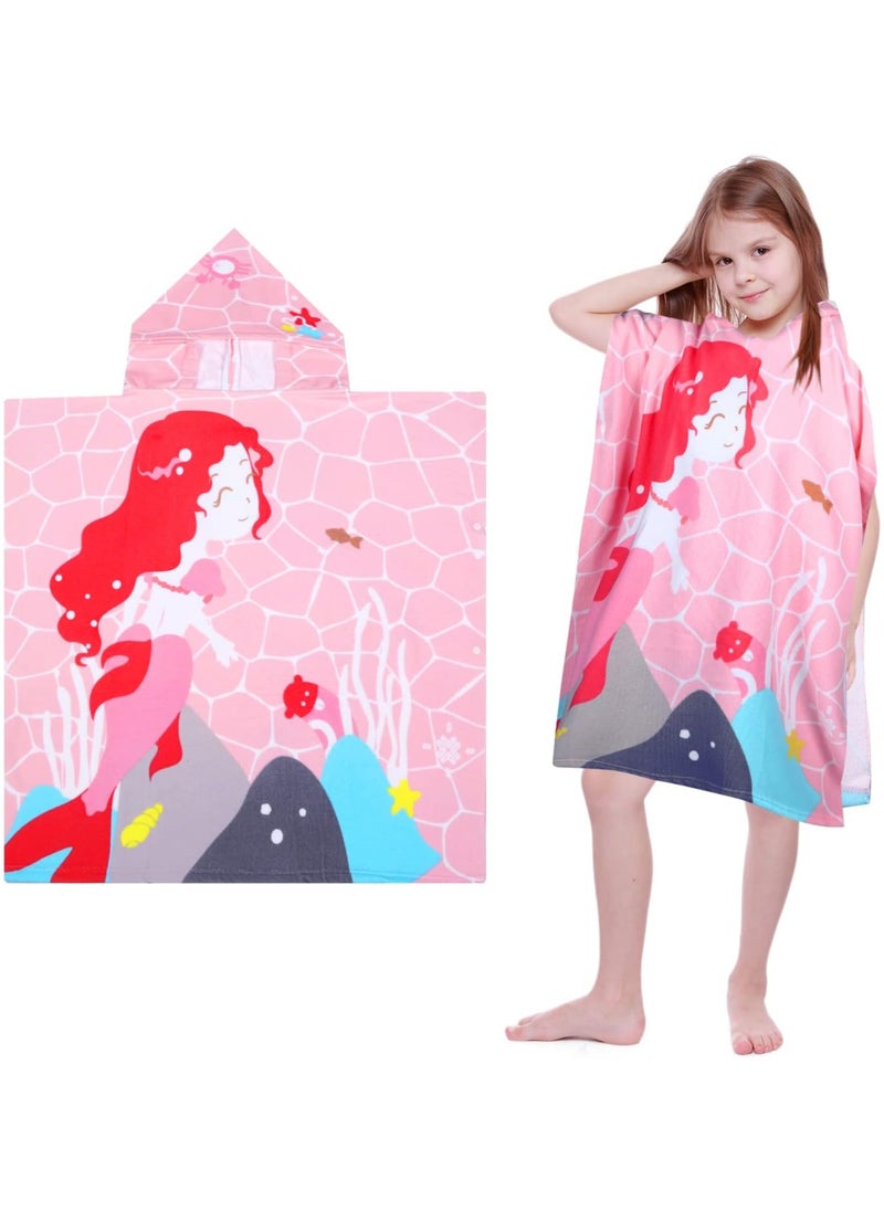 Cutie Cute Kids Hooded Beach Bath Towel Poncho for Age 4-10 Years - Swim Pool Coverup Poncho Cape Multi-use for Bath/Shower/Pool/Swim with Drawstring Bag  - Image 3
