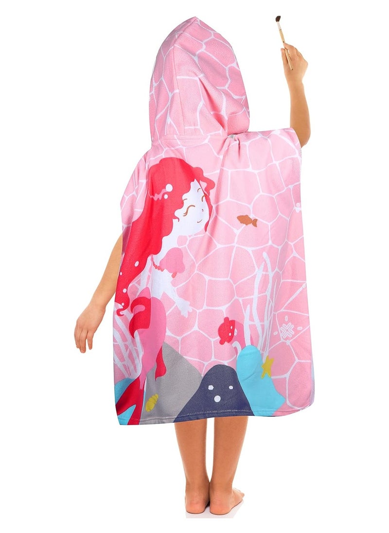 Cutie Cute Kids Hooded Beach Bath Towel Poncho for Age 4-10 Years - Swim Pool Coverup Poncho Cape Multi-use for Bath/Shower/Pool/Swim with Drawstring Bag  - Image 2