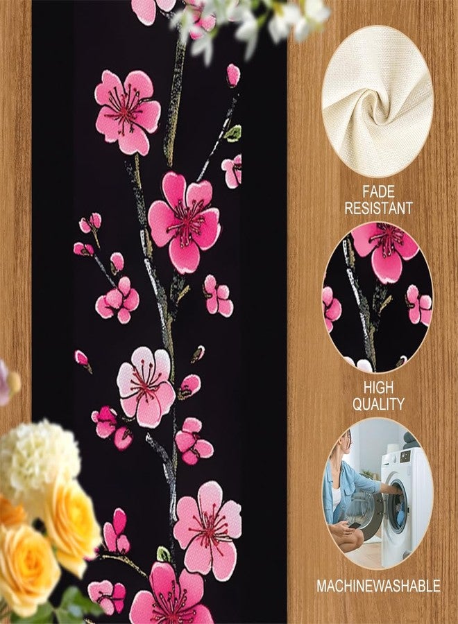 ANNA QUEEN Cherry Blossom Table Runner 13x72 Inch, Japanese Sakura Floral on Black Background, Elegant Table Decor for Wedding, Dining Table, Tea Ceremony, or Home Decoration - Image 5