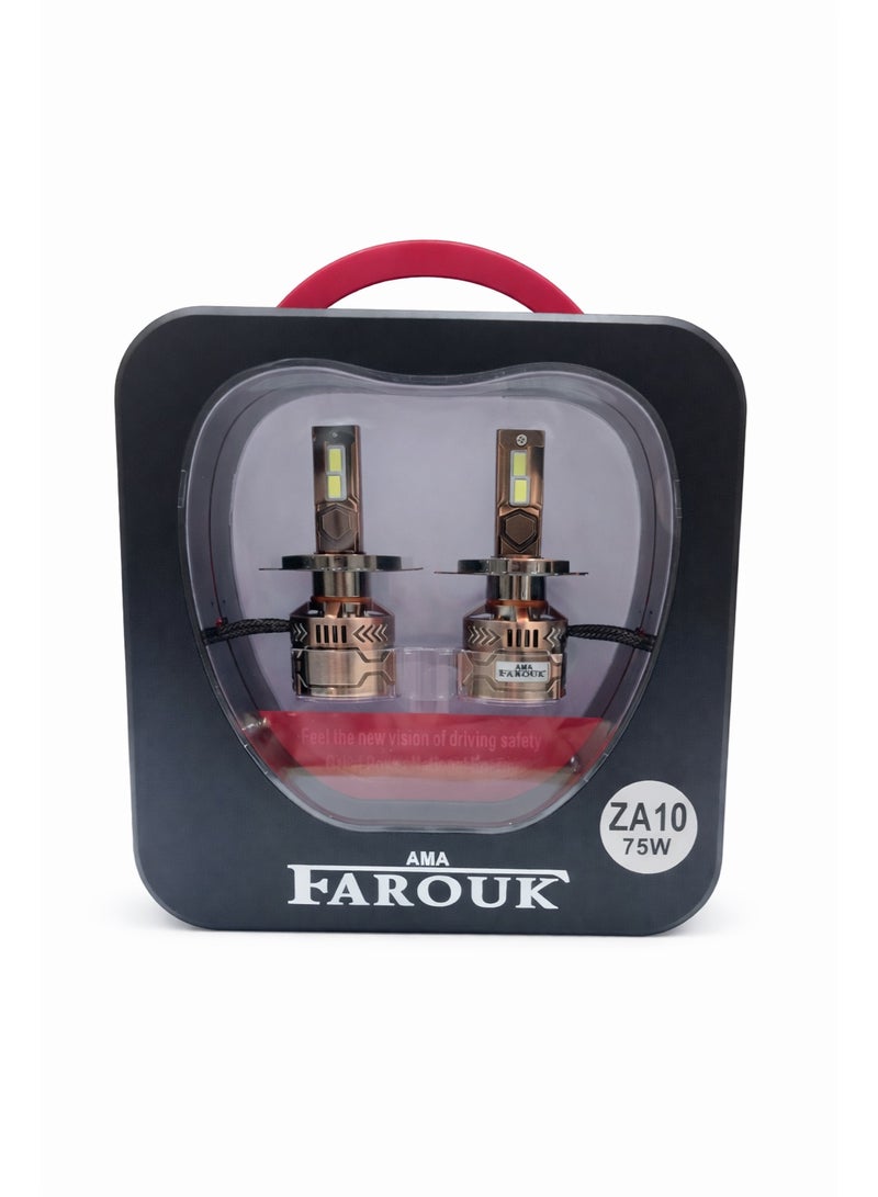 Farouk طقم مصابيح أمامية للسيارة ZA10 H7 LED، بقوة إضاءة قصوى تبلغ 6000 كلفن - Image 1