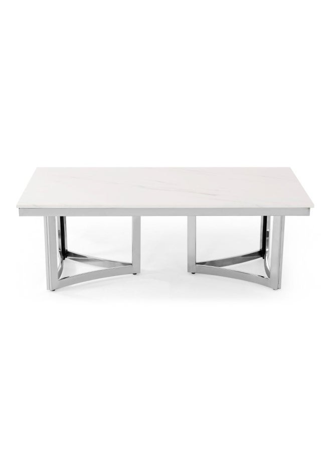 Noto Coffee Table, Beige & Silver 