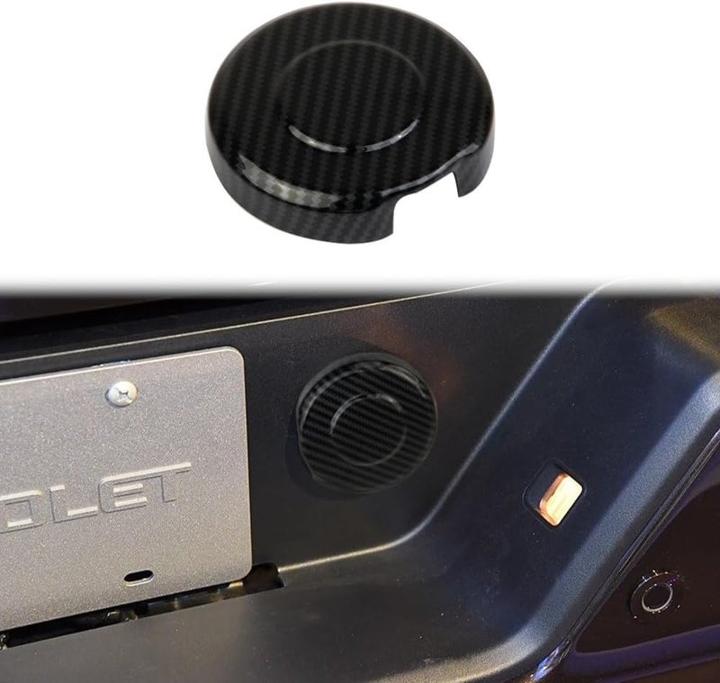 Fewshaw Carbon Fiber Style Rear Bumper Round Lid Cover Trim for 2014+ GMC Sierra/Chevrolet Silverado 1500 2500 3500HD - Image 1