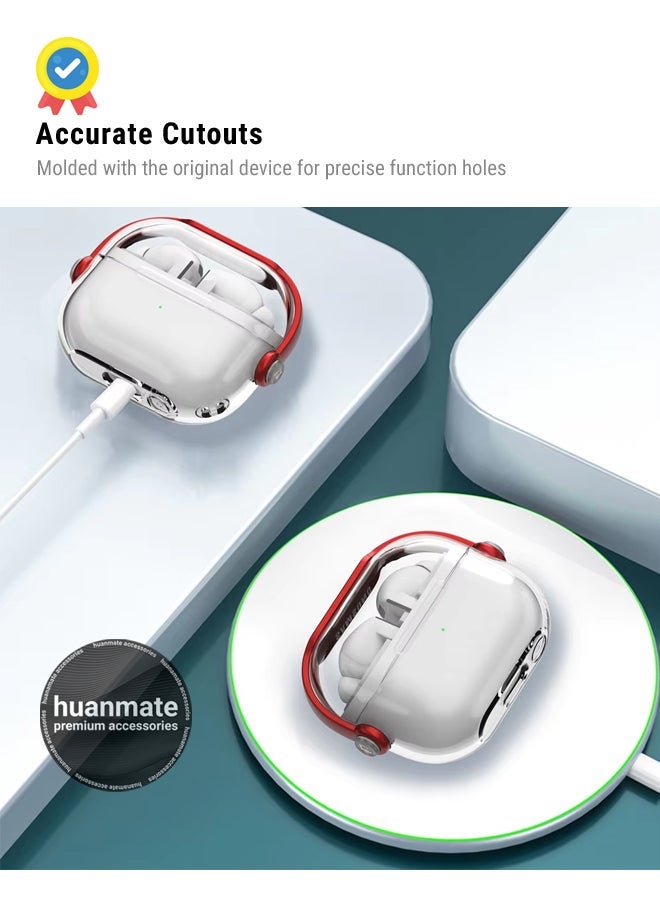 هووانميت Samsung Galaxy Buds 3 Premium Protection Case Cover - Clear/Red - Lightweight, Stylish Design, Accurate Cut-outs - Easy to Install & Remove - Durable Shield for Your Samsung Galaxy Buds 3 - Image 5