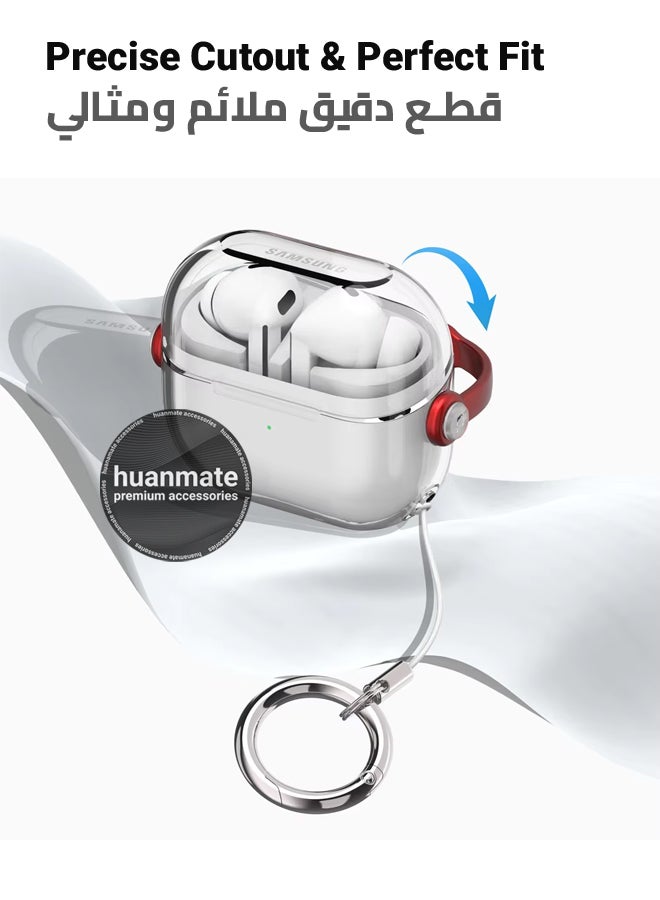 هووانميت Samsung Galaxy Buds 3 Premium Protection Case Cover - Clear/Red - Lightweight, Stylish Design, Accurate Cut-outs - Easy to Install & Remove - Durable Shield for Your Samsung Galaxy Buds 3 - Image 2
