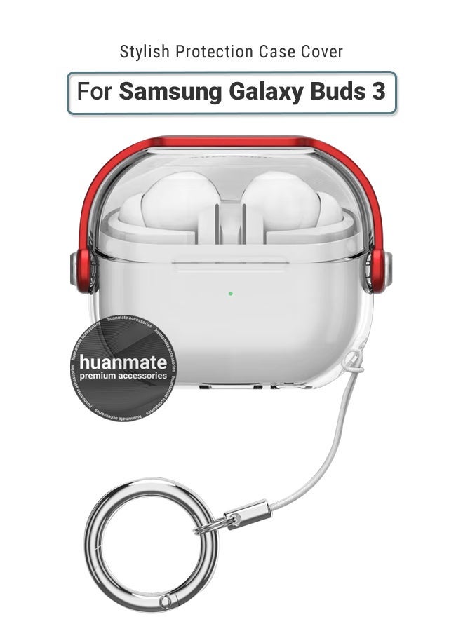 هووانميت Samsung Galaxy Buds 3 Premium Protection Case Cover - Clear/Red - Lightweight, Stylish Design, Accurate Cut-outs - Easy to Install & Remove - Durable Shield for Your Samsung Galaxy Buds 3 - Image 1
