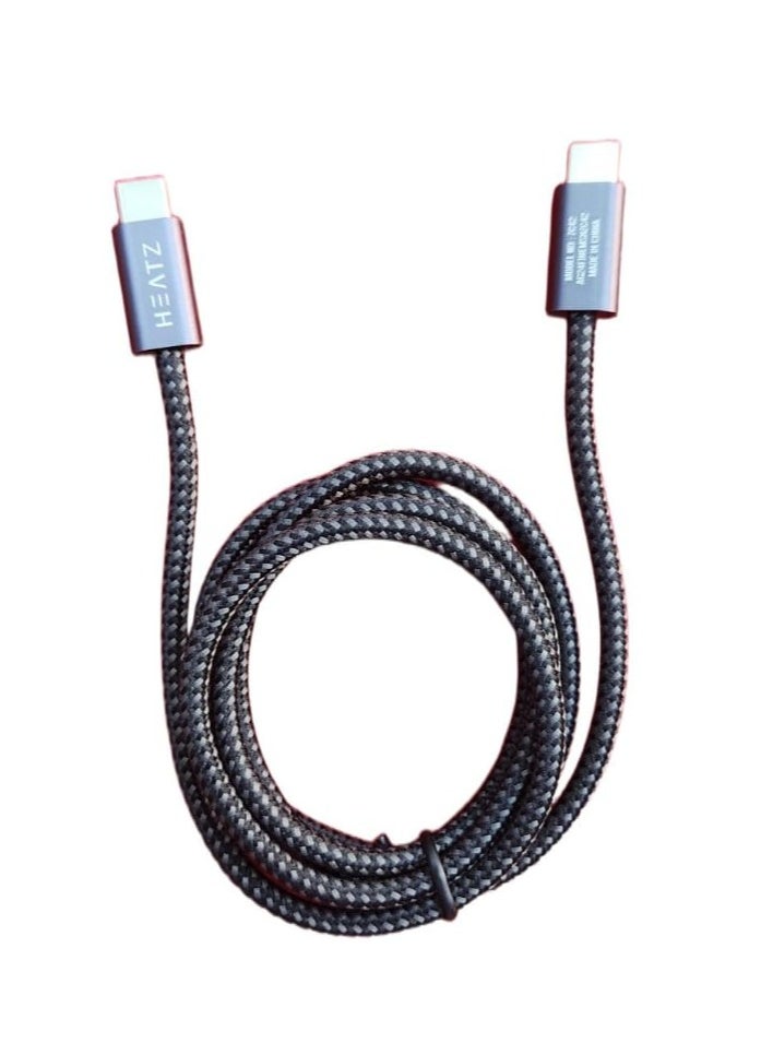 HEATZ Fast charging cable, USB Type-C to Type-C, 240W power, 5A, for smartphones, MacBook, nylon braided  - Image 2