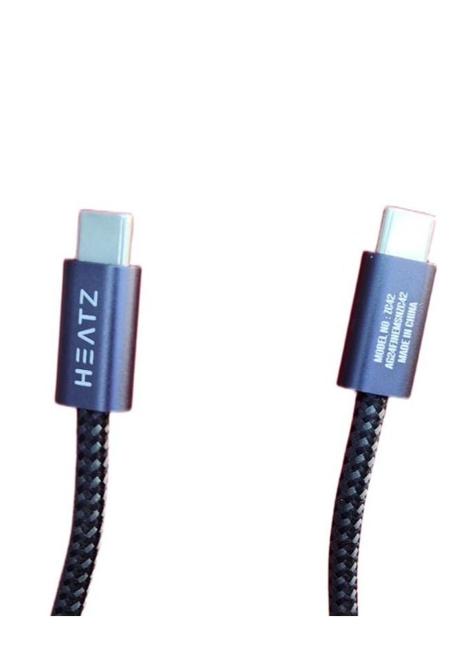 HEATZ Fast charging cable, USB Type-C to Type-C, 240W power, 5A, for smartphones, MacBook, nylon braided  - Image 3