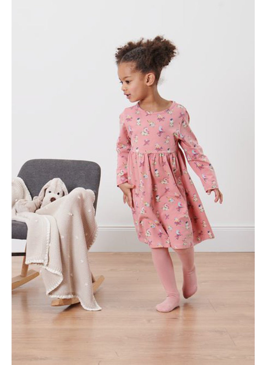 Tchibo Kids Girl 2 Pieces Textured Tights, Pink  - Image 1