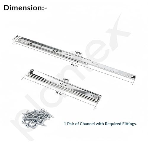Plantex Drawer Channel/Regular Close Ball Bearing Channel for Drawer/Telescopic Drawer Channel for Wooden & Metals Drawers in Kitchen, Wardrobe, (14-Inch,Silver) 1 Pair Set - Image 3