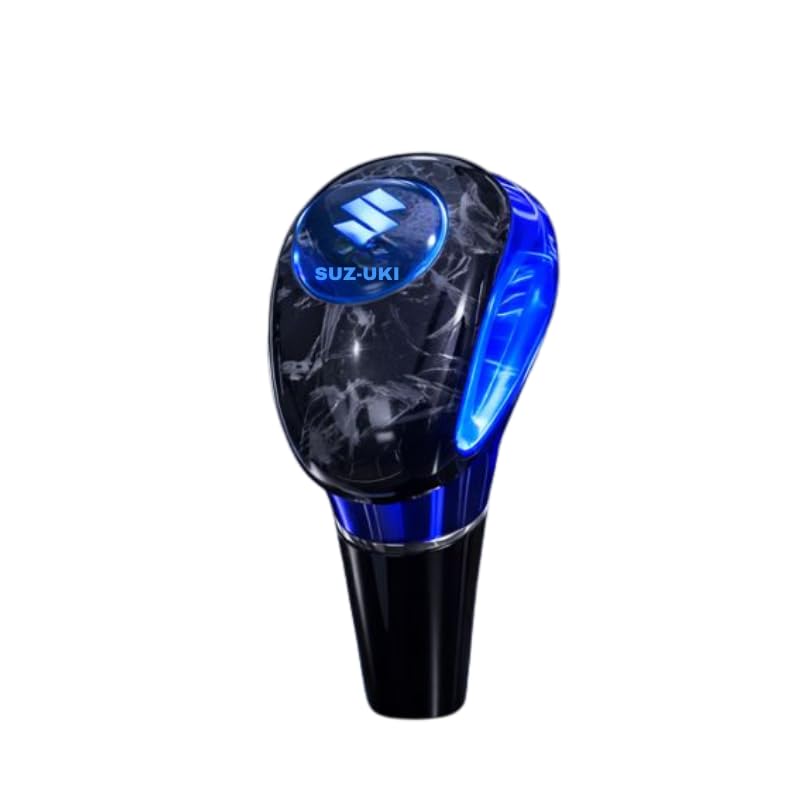 YOURKARTS.COM YOURKARTS Gear Knob LED with Logo Universal fit | Illuminated Gear Handle for Manual Automatic Cars | Premium Acrylic Build with Light-Up Feature for Stylish Night Driving (SUZU-KI) - Image 1