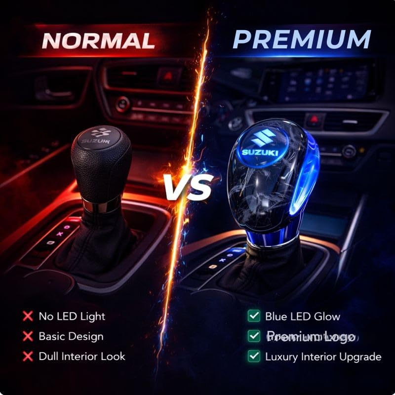 YOURKARTS.COM YOURKARTS Gear Knob LED with Logo Universal fit | Illuminated Gear Handle for Manual Automatic Cars | Premium Acrylic Build with Light-Up Feature for Stylish Night Driving (SUZU-KI) - Image 3