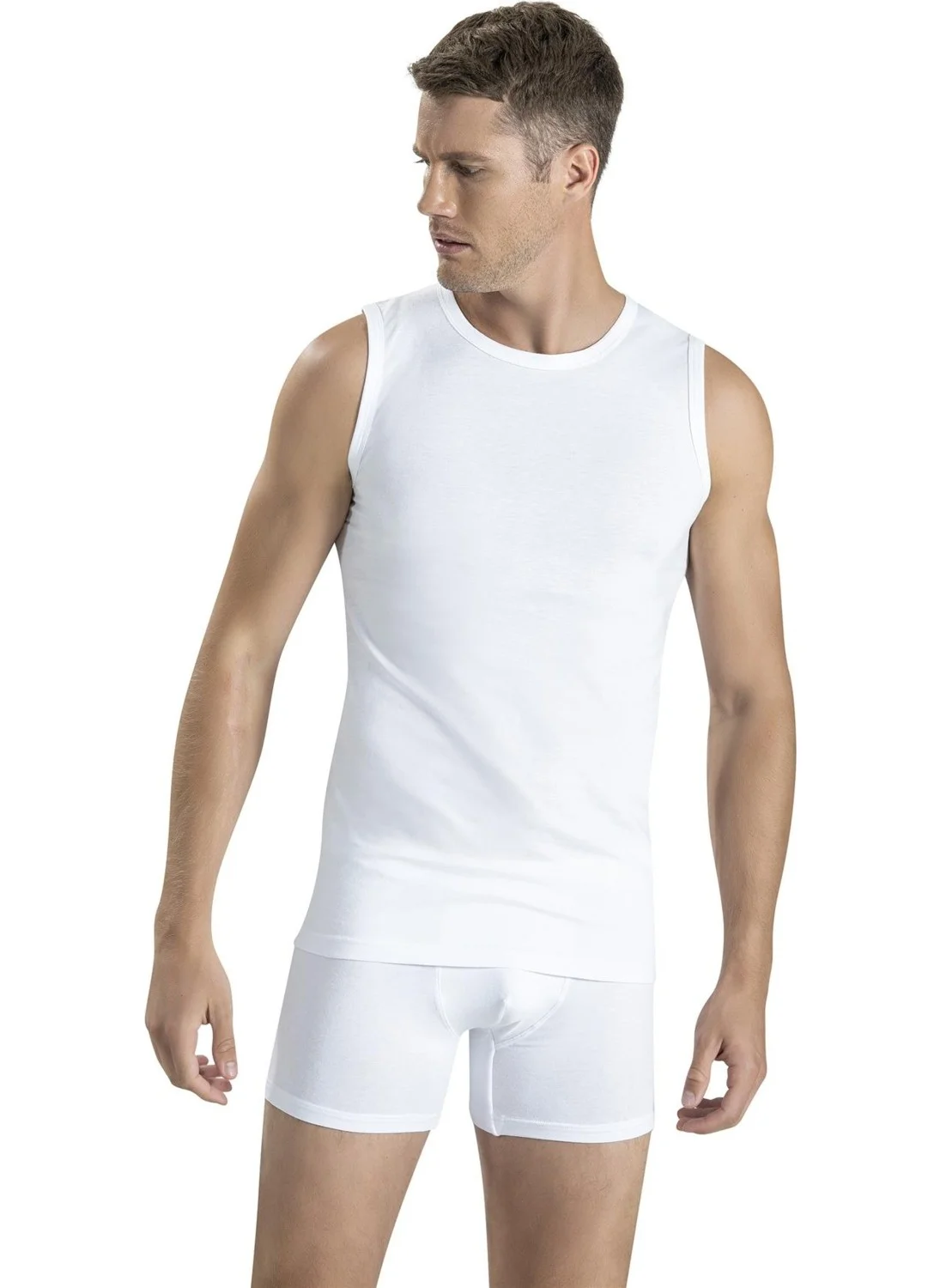 Jiber Men's Zero Collar Zero Sleeve Cotton Undershirt 126 - 6 Pieces