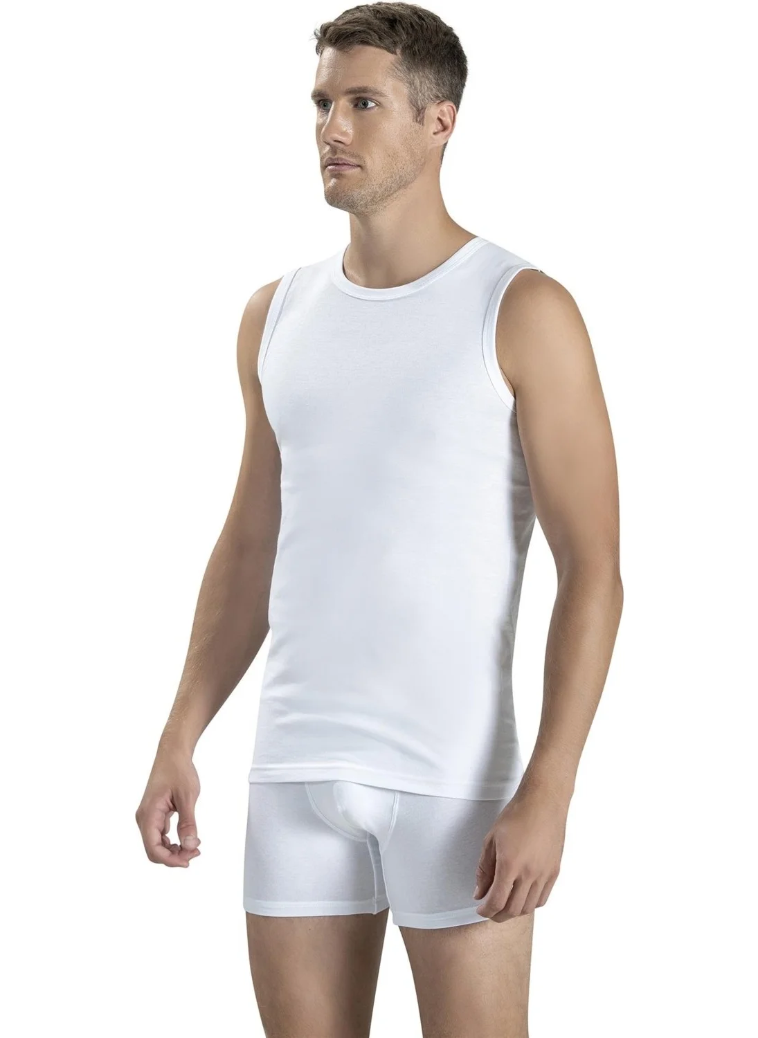 Jiber Men's Zero Collar Zero Sleeve Cotton Undershirt 126 - 6 Pieces