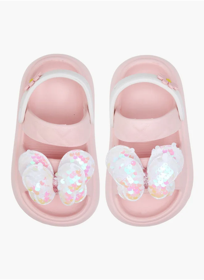 Aqua Butterfly Applique Detail Slides with Backstrap