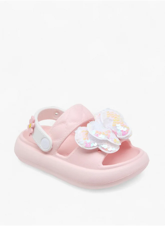 Aqua Butterfly Applique Detail Slides with Backstrap