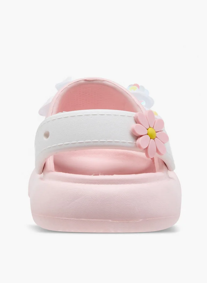 Aqua Girls Butterfly Applique Detail Slides with Backstrap