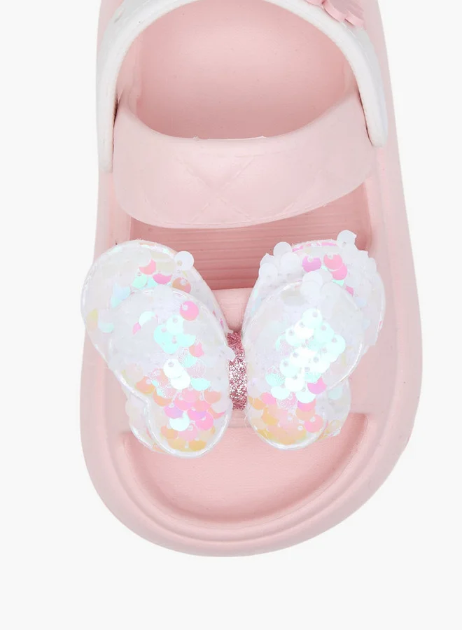 Aqua Girls Butterfly Applique Detail Slides with Backstrap