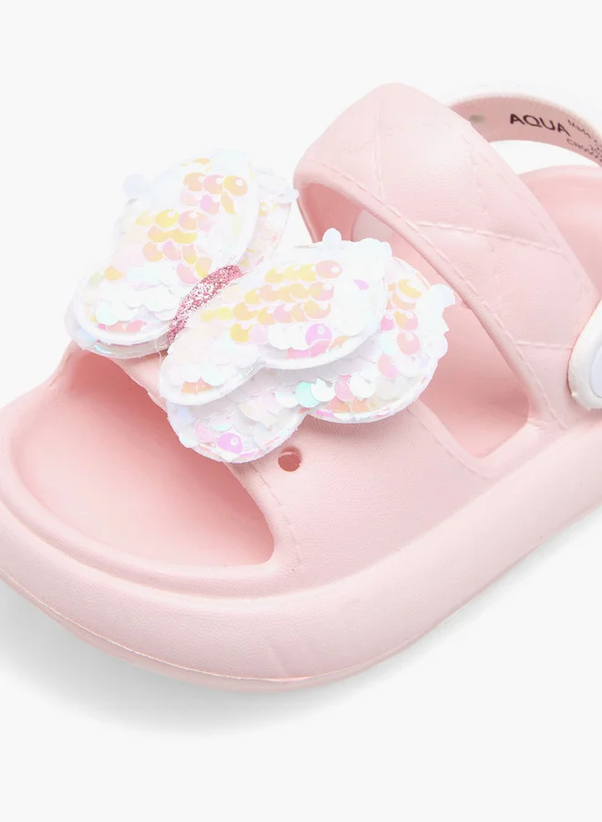 Aqua Girls Butterfly Applique Detail Slides with Backstrap