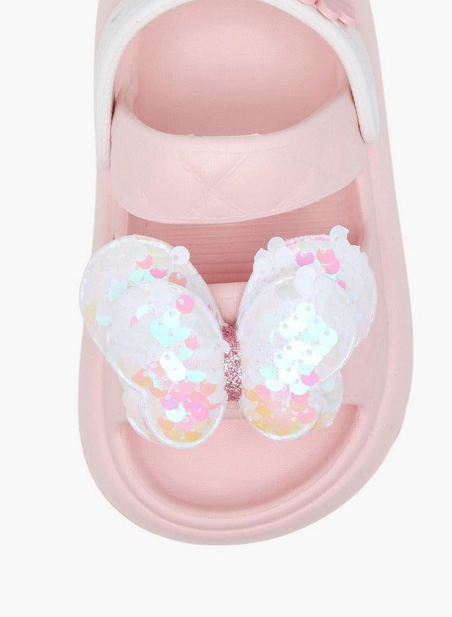 أكوا شباشب بناتي بتفاصيل فراشات مع حزام خلفي - Image 4