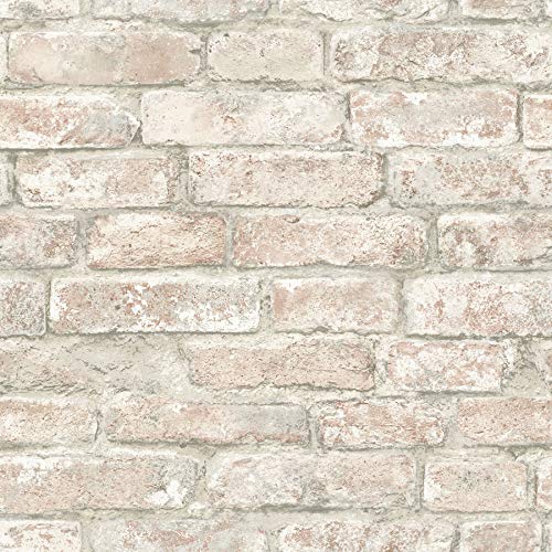 Inhome In Home NHS3708 White Washed Denver Brick Peel & Stick Wallpaper, Brown - Image 1