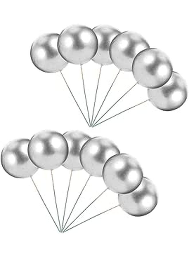 Silver Cake Decor Picks 36Pcs Foam Balls Lightweight Birthday Party Photo Props - Image 1