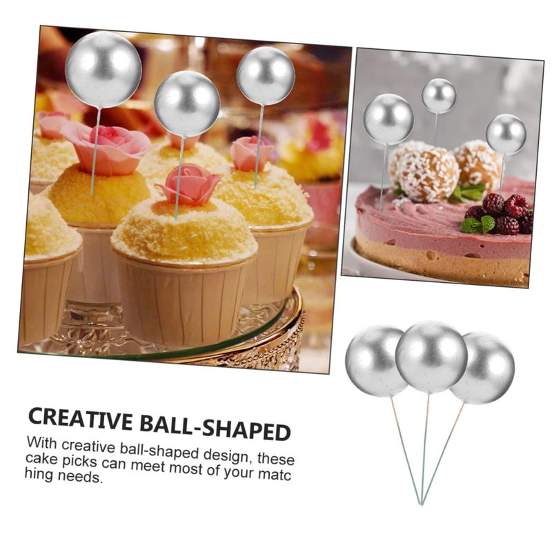 Silver Cake Decor Picks 36Pcs Foam Balls Lightweight Birthday Party Photo Props - Image 5