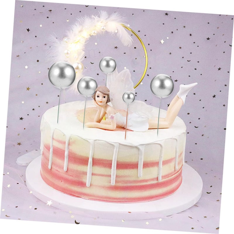 Silver Cake Decor Picks 36Pcs Foam Balls Lightweight Birthday Party Photo Props - Image 4