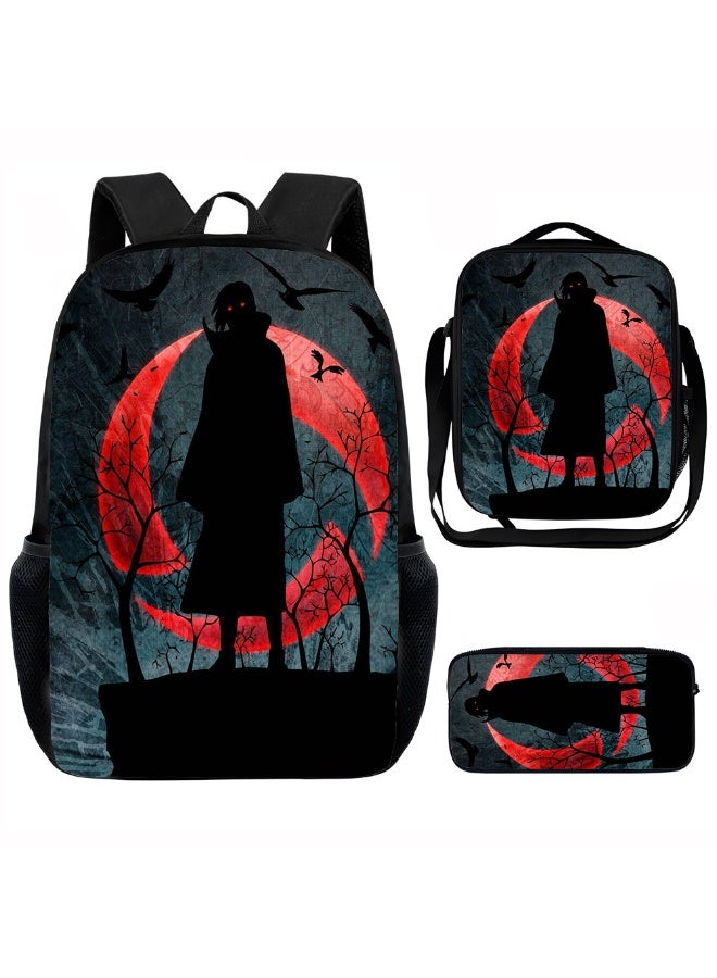 ناروتو حقيبة ظهر ناروتو الجديدة ، مقلمة ، حقيبة كتف ، بدلة من ثلاث قطع ، حقيبة سفر رياضية ترفيهية للرجال والنساء، حقيبة ظهر ذات سعة كبيرة للطلاب لبدء المدرسة - Image 1