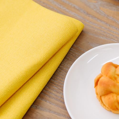 NATUS WEAVER 4 Piece Soft Handmade Faux Linen Place Mats Heat Resistant Dining Table Place Mats Kitchen Table Mats 12x18 Yellow - Image 3