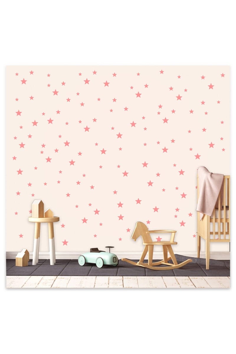BugyBagy Wall Decals Baby Pink Stars for Kids Room  3-4-5centimeter Mix 112 Pcs  Easy to Peel Easy to Stick  Safe On Walls and Paint  Vinyl Decor by Bugybagy. (Matte Baby Pink)  - Image 1