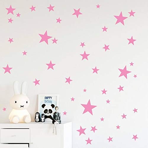 BugyBagy Wall Decals Baby Pink Stars for Kids Room  3-4-5centimeter Mix 112 Pcs  Easy to Peel Easy to Stick  Safe On Walls and Paint  Vinyl Decor by Bugybagy. (Matte Baby Pink)  - Image 3