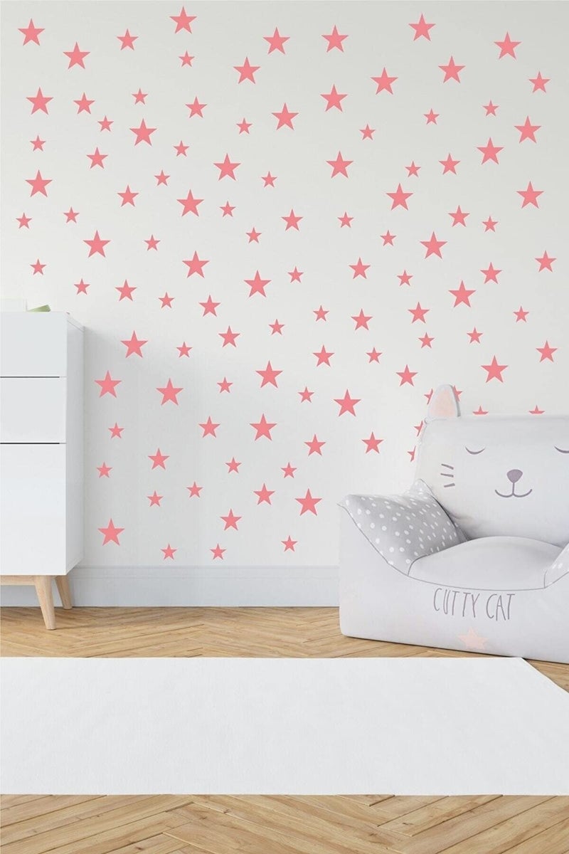 BugyBagy Wall Decals Baby Pink Stars for Kids Room  3-4-5centimeter Mix 112 Pcs  Easy to Peel Easy to Stick  Safe On Walls and Paint  Vinyl Decor by Bugybagy. (Matte Baby Pink)  - Image 2