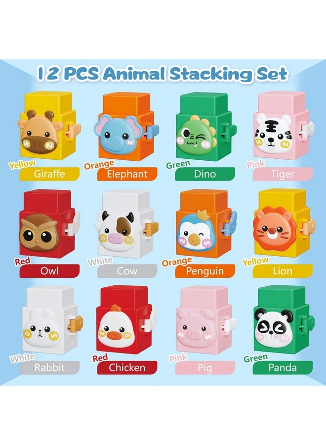 iPlay, iLearn لعبة stacking iPlay و iLearn للأطفال، مجموعة كتل stacking الحيوانية للأطفال الصغار، مكعبات قابلة للضغط للتكديس، هدايا تعليمية حسية من مونتيسوري للأطفال من 18 إلى 24 شهرًا و 2 و 3 و 4 سنوات للأولاد والبنات. - Image 3