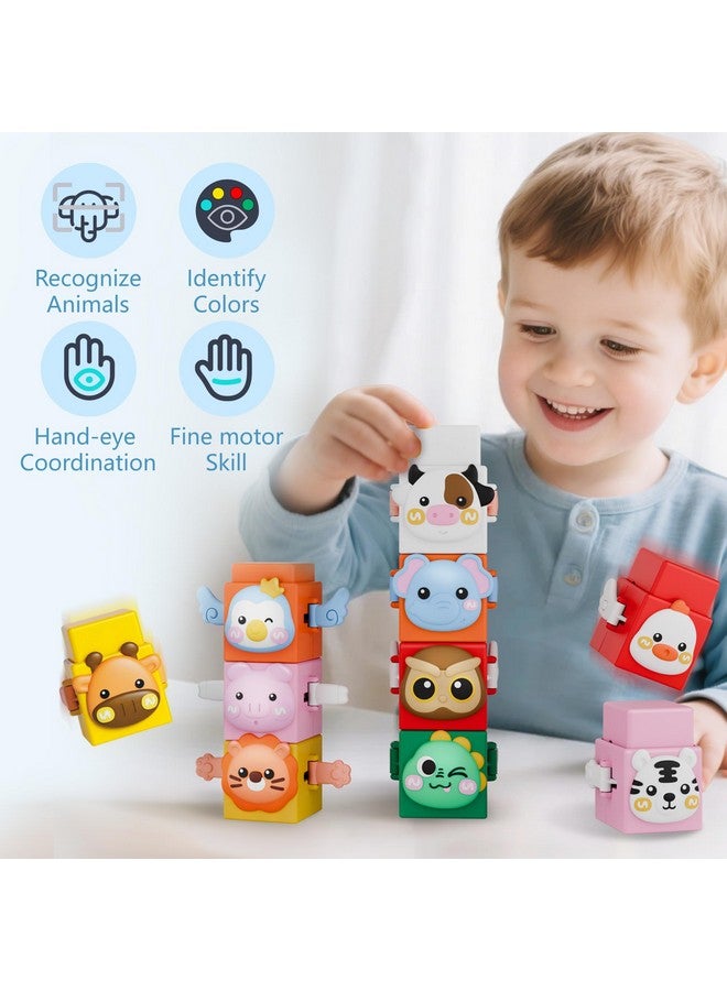 iPlay, iLearn لعبة stacking iPlay و iLearn للأطفال، مجموعة كتل stacking الحيوانية للأطفال الصغار، مكعبات قابلة للضغط للتكديس، هدايا تعليمية حسية من مونتيسوري للأطفال من 18 إلى 24 شهرًا و 2 و 3 و 4 سنوات للأولاد والبنات. - Image 5