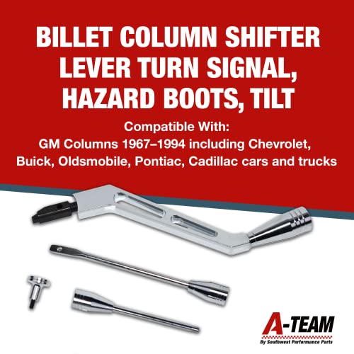 A-Team Performance - Polished Billet Aluminum Column Shifter Lever Turn Signal Hazard Boots Tilt - Compatible with GM Column 1967 to 1994 Chevrolet Buick Oldsmobile Pontiac and Cadillac - Image 3