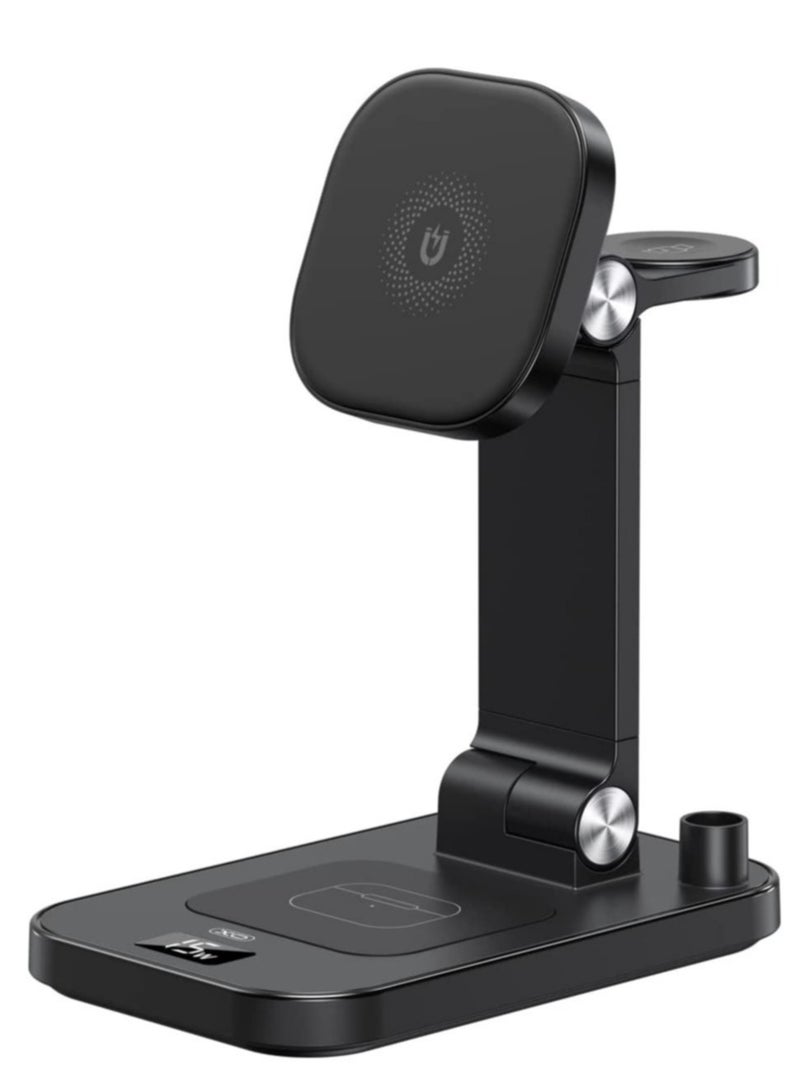 XO Tk23 4 In 1 Magnetic Wireless Charger And Mobile Phone Holder Foldable Portable Design Support Mobile Phone, Smart Watch, Earphone, Smart Pencil At On Time - Image 1