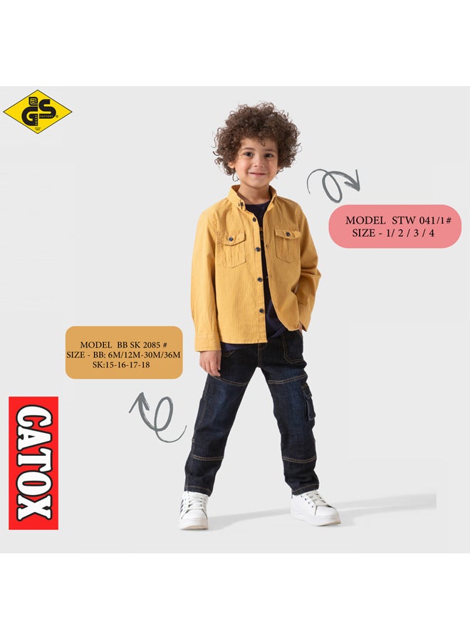 جي@إس قميص كتان صيفي للأولاد مع تيشيرت قطني