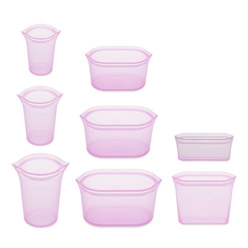 Zip Top Reusable Food Storage Bags | Full Set of 8 [Lavender] | Silicone Meal Prep Container | Microwave  Dishwasher and Freezer Safe | Made in the USA - Image 2