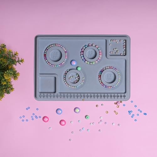 ambitieux Jewelry Beading Design Board – Grey Silicone Bead Tray with Storage Wells & Numbered Groove for Necklace & Bracelet Making (Bracelet Board) - Image 4