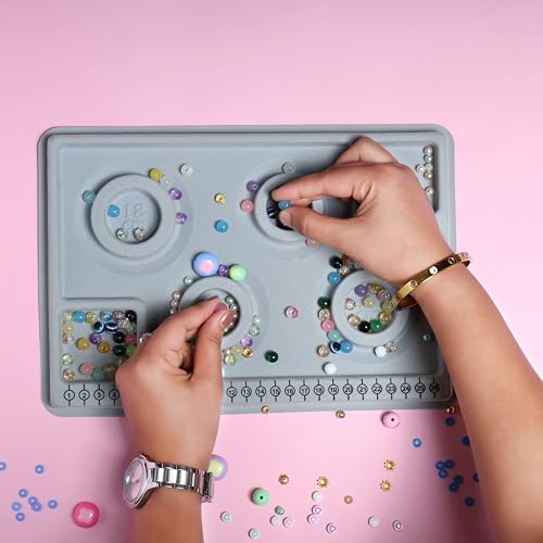 ambitieux Jewelry Beading Design Board – Grey Silicone Bead Tray with Storage Wells & Numbered Groove for Necklace & Bracelet Making (Bracelet Board) - Image 3